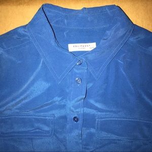 EQUIPMENT BLUE REMY SILK DRESS WITH POCKETS